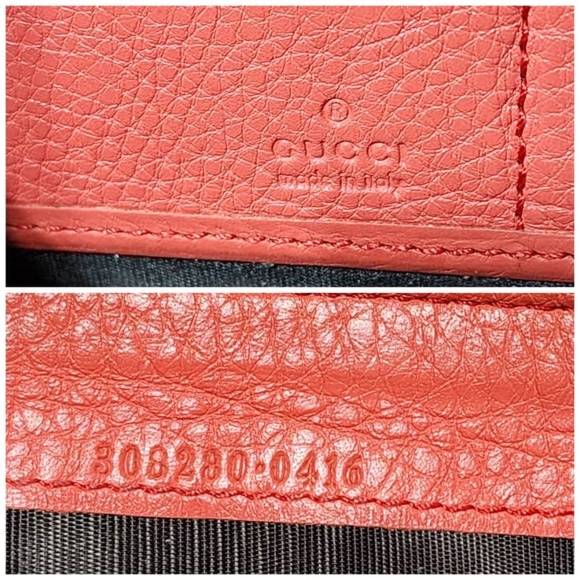 Authentic GUCCI Pebbled Calfskin Soho Zip Around Wallet Red - Picture 9 of 13